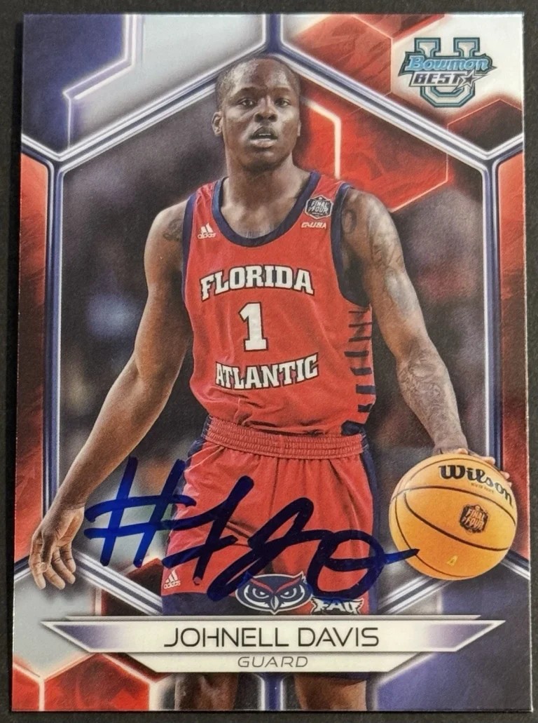 Johnell Davis Signed 2024 Bowman Best U Rookie Card BAS Beckett COA Arkansas