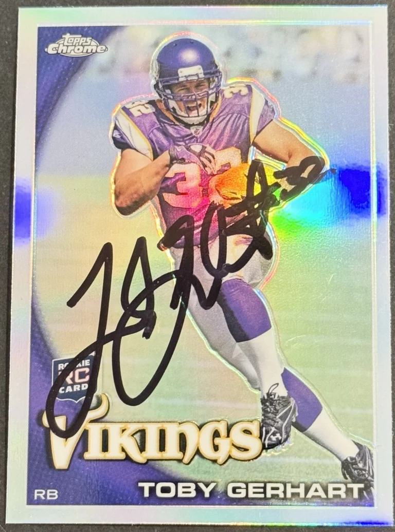 Toby Gerhart Signed 2010 Topps Chrome Rookie Card Vikings BAS Beckett COA