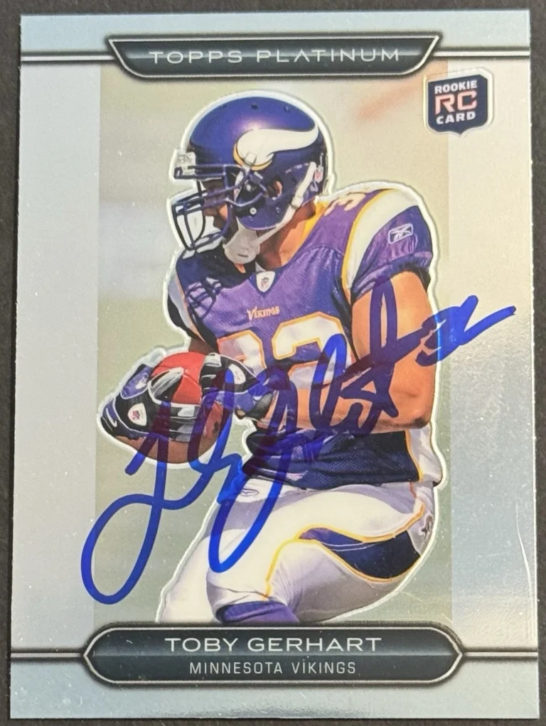 Toby Gerhart Signed 2010 Topps Platinum Rookie Card Vikings BAS Beckett COA