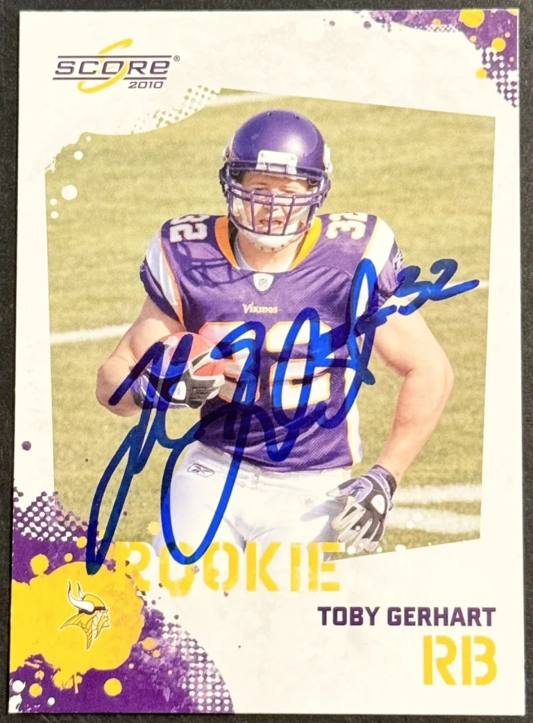 Toby Gerhart Signed 2010 Score Rookie Card Vikings BAS Beckett COA