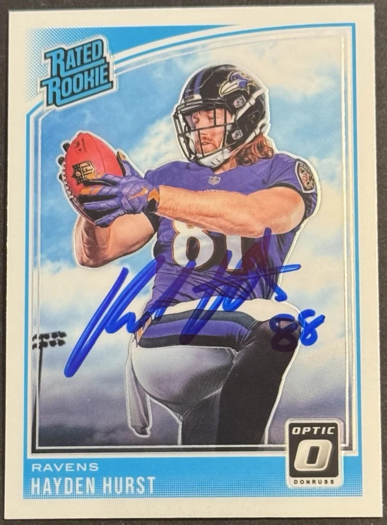 Hayden Hurst Signed 2018 Donruss Optic Rookie Card BAS Beckett COA
