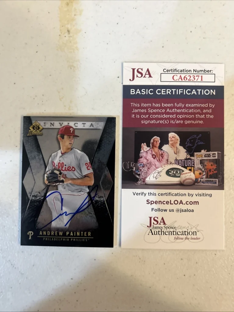 ANDREW PAINTER SIGNED AUTOGRAPH 2021 BOWMAN  INVICTA JSA COA PHILLIES PROSPECT