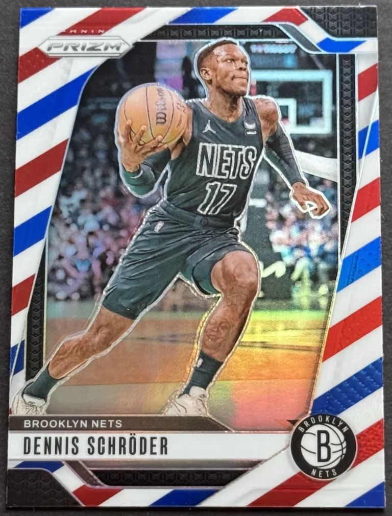 2024-25 Panini Prizm #218 Dennis Schroder Brooklyn Nets Red White Blue