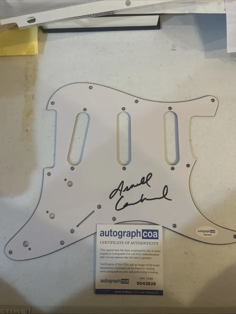 ARNELL CARMICHAEL SIGNED AUTOGRAPH STRAT GUITAR PICKGUARD ACOA RAYDIO