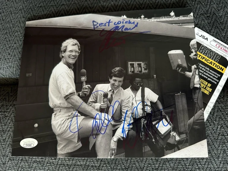David Letterman & Marv Albert Signed 8 X 10 Photo JSA Authenticated COA