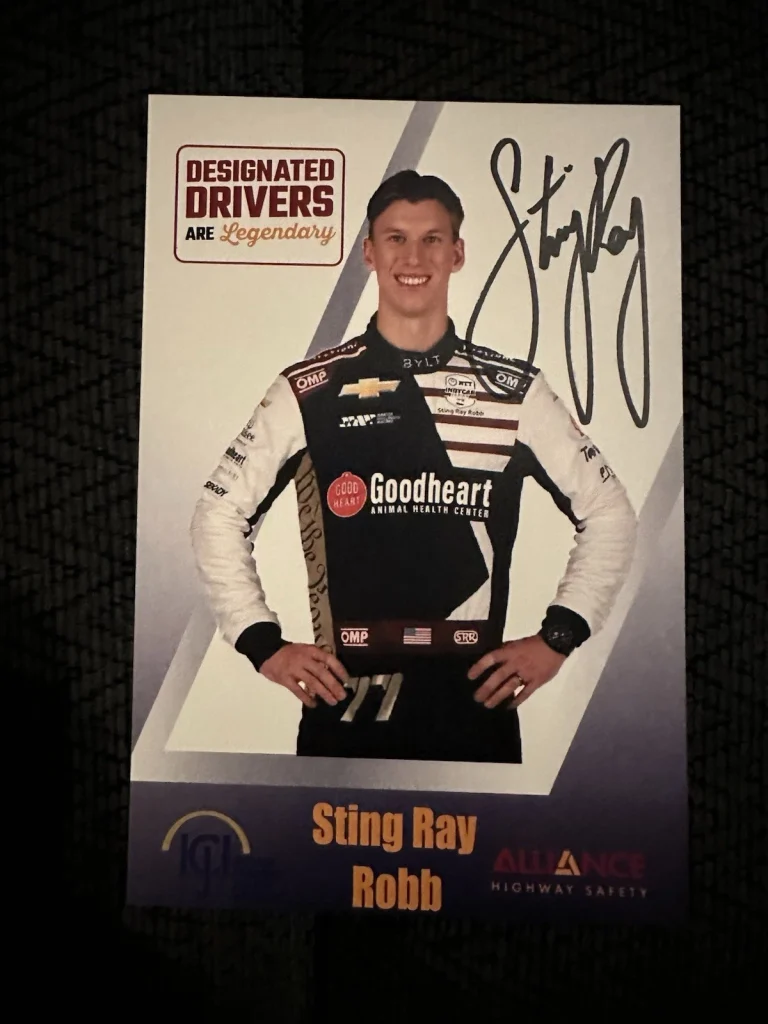Sting Ray Robb 2025 Indy 500 Signed Car Promo Hero Card 8/2/25 Designated Driver