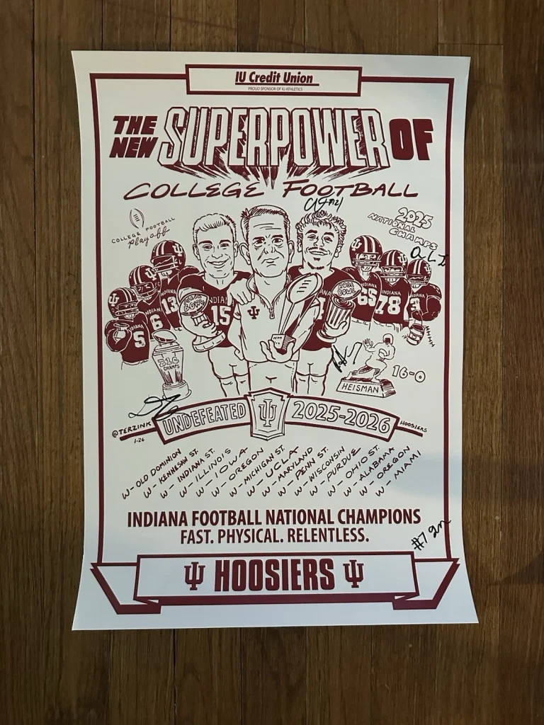 10 2026 IU Hoosiers Poster 13x19 Signed Omar Cooper Jr Roman Hemby Aiden Fisher