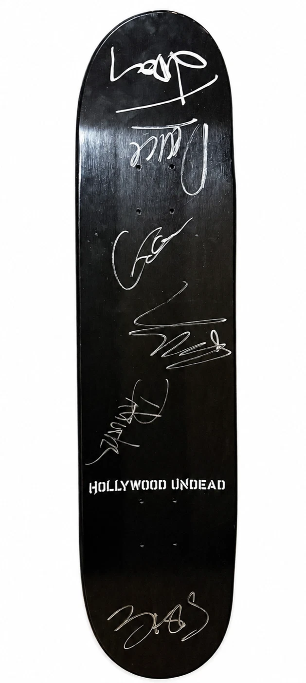 Hollywood Undead HAND SIGNED Swan Songs-era Skateboard Deck All 6 Deuce JSA COA