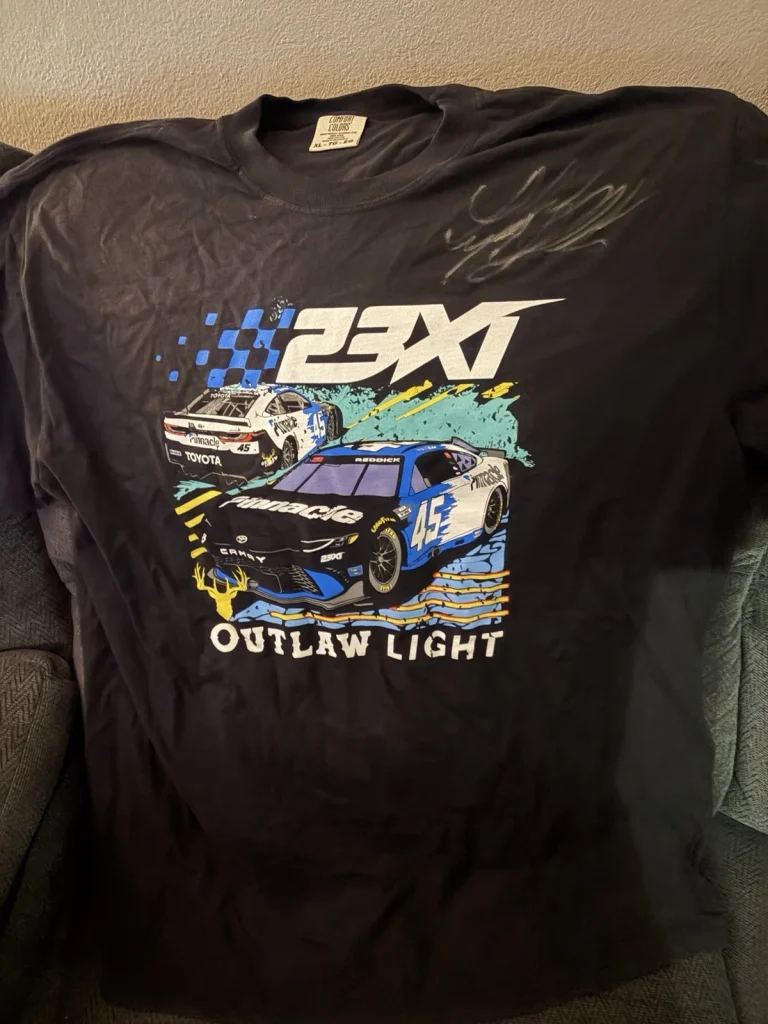 Tyler Reddick Signed Outlaw Light Adult XL Size T-Shirt new unused NASCAR 23xi