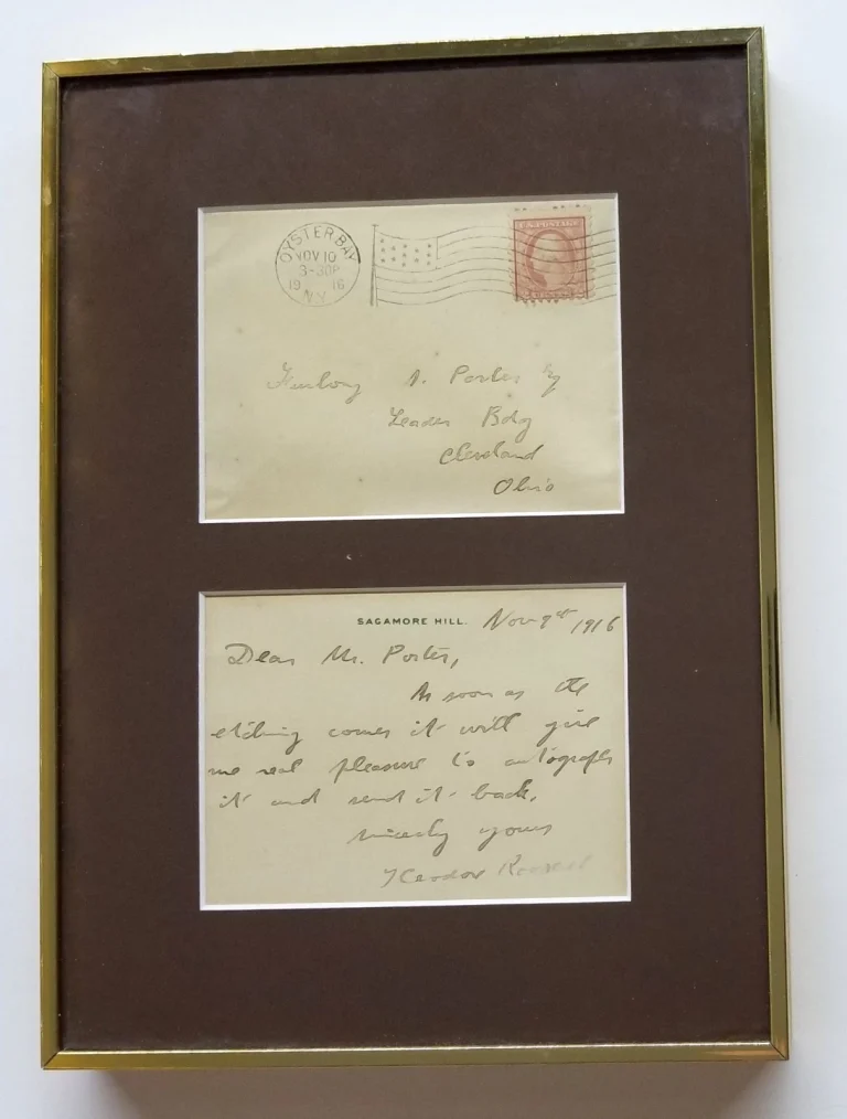 President Theodore Teddy Roosevelt SIGNED Framed 1916 Hand-Written Note JSA LOA