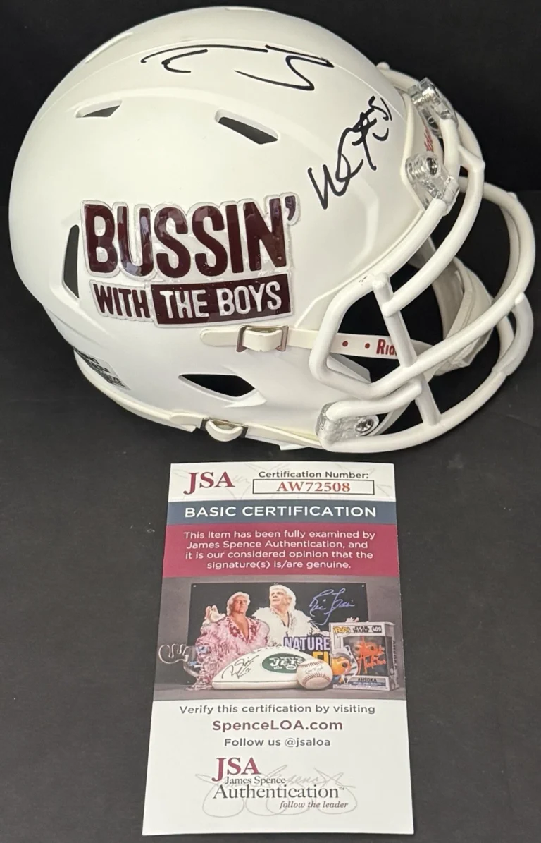 Taylor Lewan Will Compton Signed Custom Bussin With The Boys Mini Helmet JSA COA