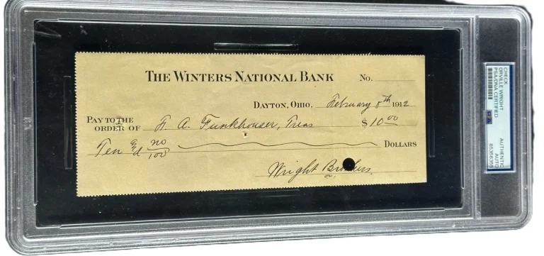 Orville Wright Signed 1912 Bank Check Wright Brothers Autograph PSA/DNA
