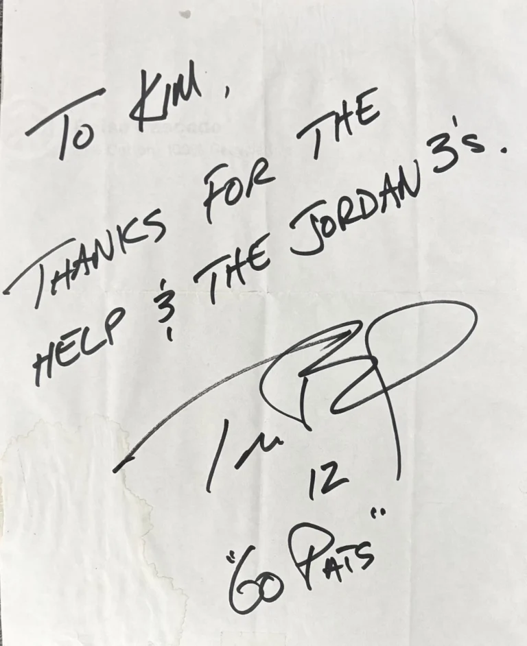 Tom Brady Signed Auto c.2002 Handwritten Note Thanks for the Help Jordan 3s GRAD