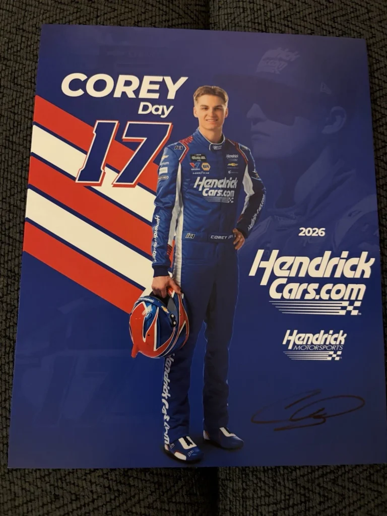 Corey Day Signed Promo Hero Card Nascar Autographed 2026