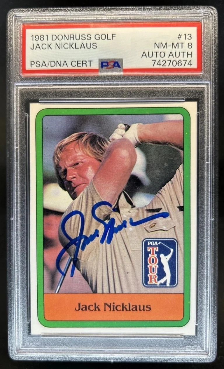 Jack Nicklaus Signed Auto 1981 Donruss Golf 13 Rookie Card PSA 8 RC PGA HOF