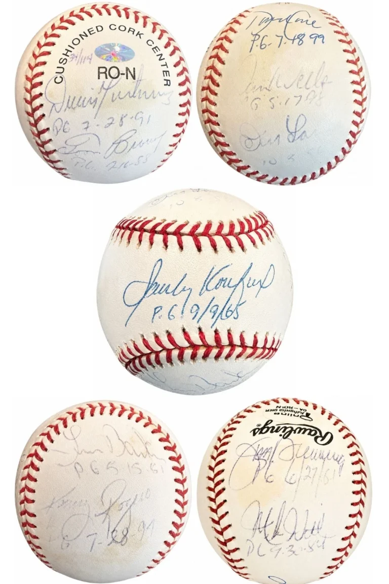 Perfect Game Pitchers Signed Auto Inscribed ONL Baseball Kenny Rogers OA GRAD