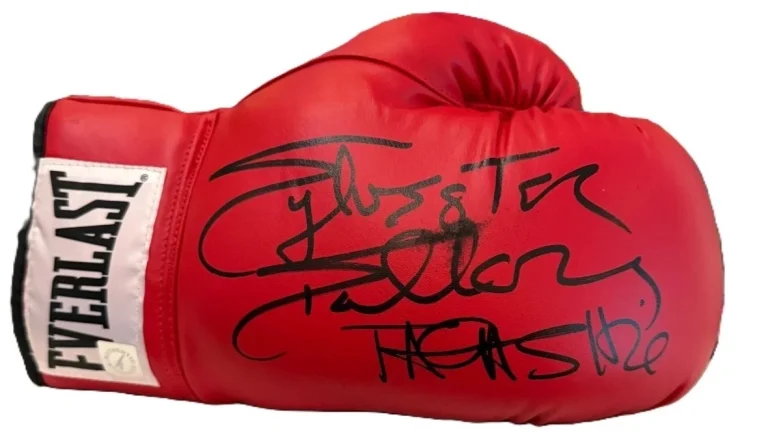 Rocky Sylvester Stallone Talia Shire Dual Signed Auto Boxing Glove Balboa GRAD