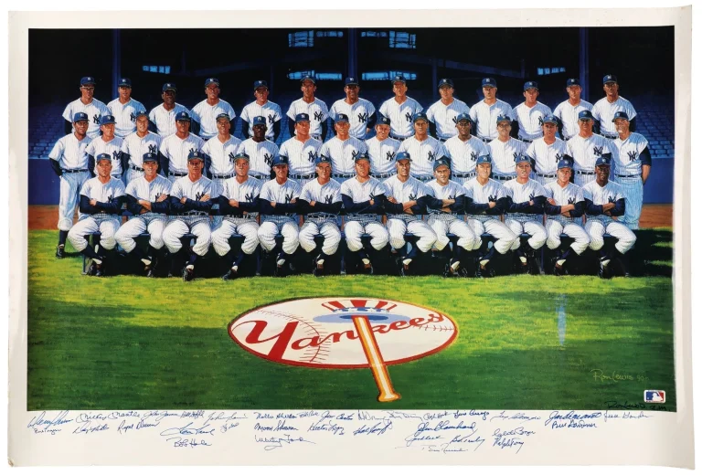 1961 NY Yankees Team Signed Auto 24x36 Poster Mantle Berra Ford World Series JSA