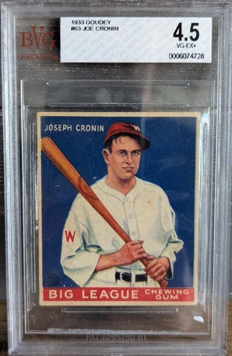 1933 Goudey 63 Joe Cronin Boston Red Sox HOF Beckett BVG 4.5 VG-EX+