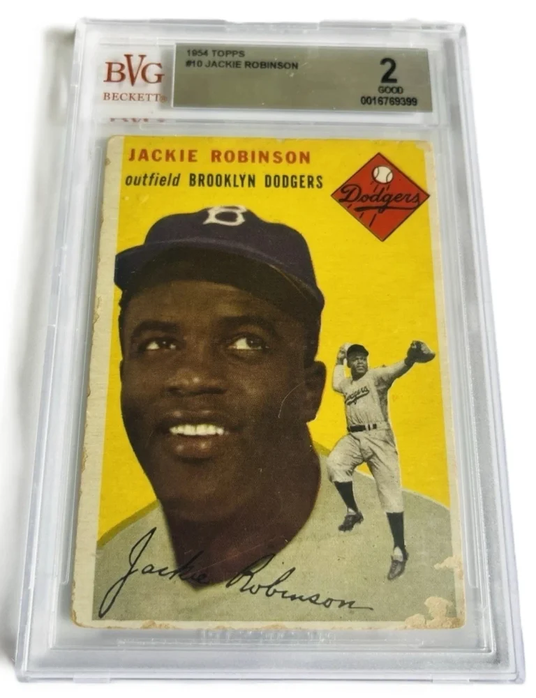 1954 Topps 10 Jackie Robinson Brooklyn Dodgers HOF Beckett BVG 2 Good