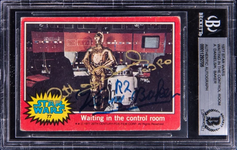 Anthony Daniels Kenny Baker Dual Signed Auto 1977 Topps 77 Beckett BAS Encased