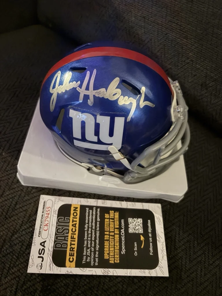 John Harbaugh Signed Mini Helmet JSA Authentication COA New York Giants