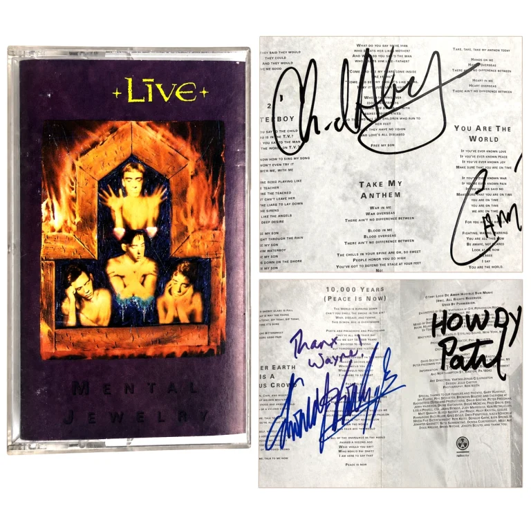 LIVE band REAL fully hand SIGNED Mental Jewelry cassette COA FULL NAME Kowalczyk