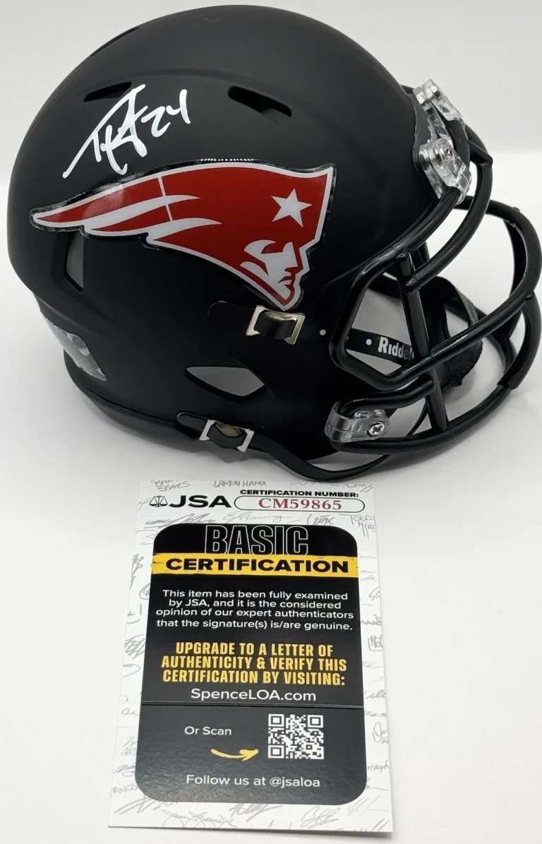 Ty Law Signed Autographed New England Patriots Mini Helmet JSA COA