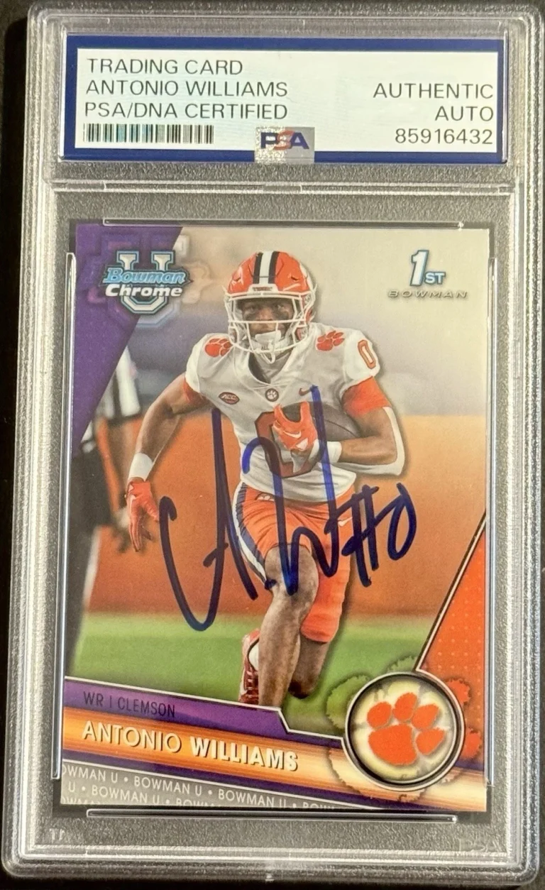 Antonio Williams Signed 2023 Bowman Chrome U Rookie Card PSA/DNA Slabbed