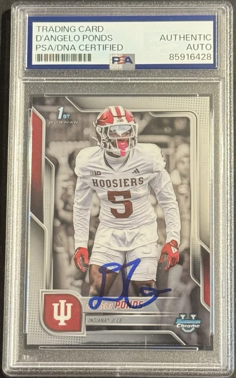 D’Angelo Ponds Signed 2025 Bowman Chrome U Rookie Card PSA/DNA Slabbed Indiana