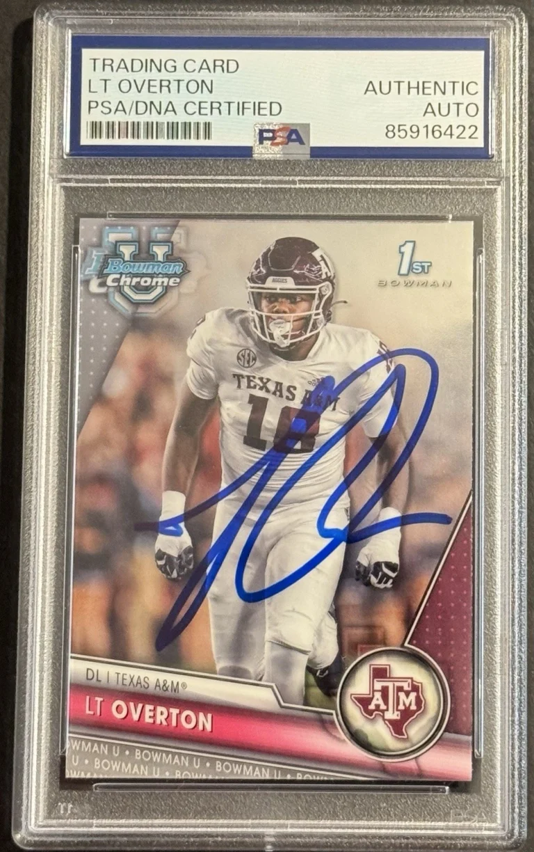 LT Overton Signed 2023 Bowman Chrome U Rookie Card PSA/DNA Slabbed Cowboys