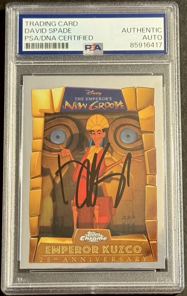 David Spade Signed 2025 Topps Chrome Emperor Kuzco Disney Card PSA/DNA Slabbed