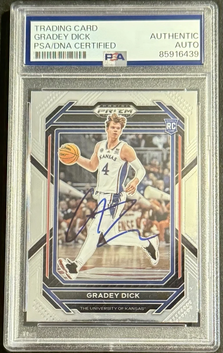 Gradey Dick Signed 2023 Prizm Rookie Card PSA/DNA Slabbed Kansas