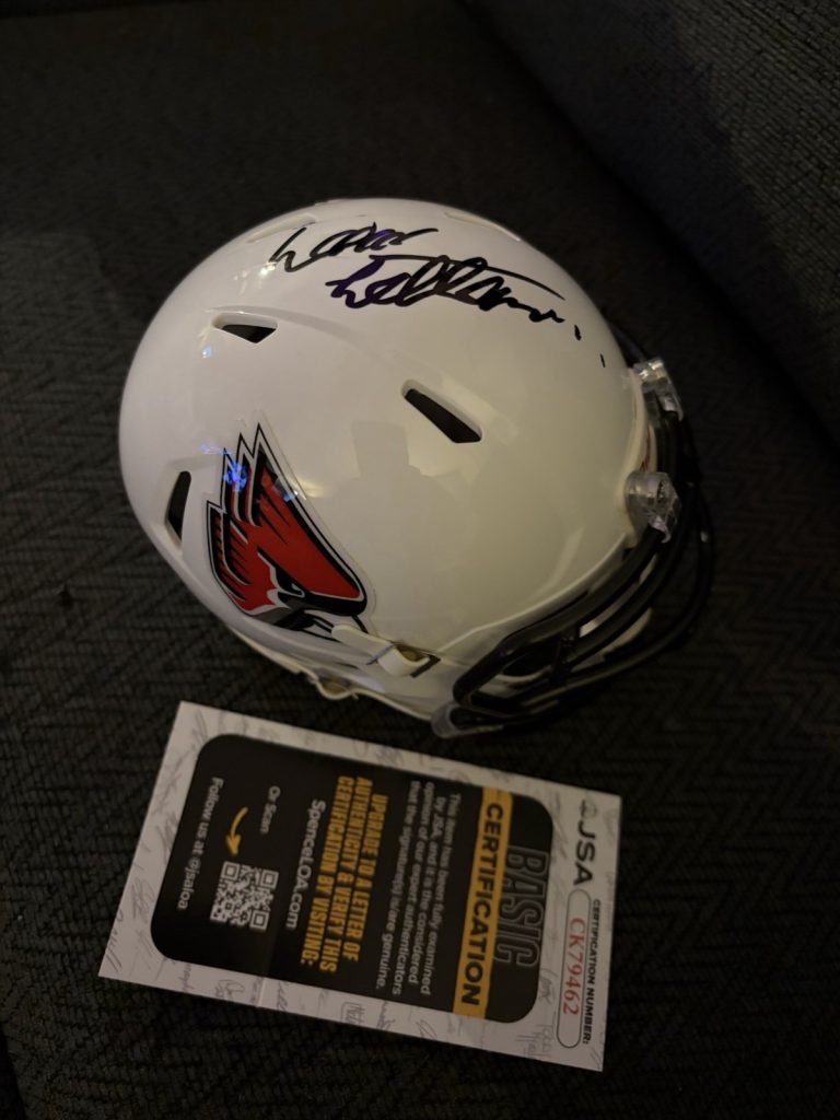 David Letterman Signed Mini Helmet Ball State Cardinals JSA Authentication COA