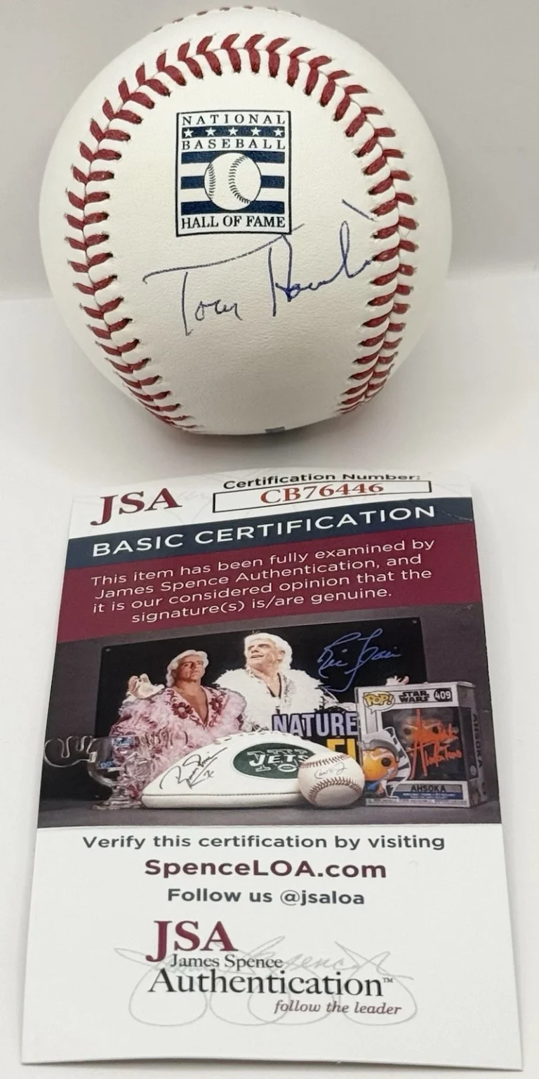 Tom Hamilton Signed OML Hall Of Fame Baseball Cleveland Guardians JSA COA