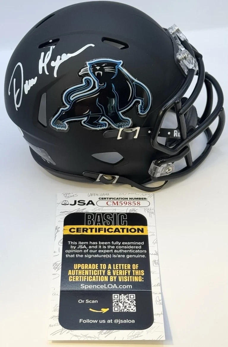 Dan Morgan Signed Autographed Carolina Panthers Mini Helmet JSA COA