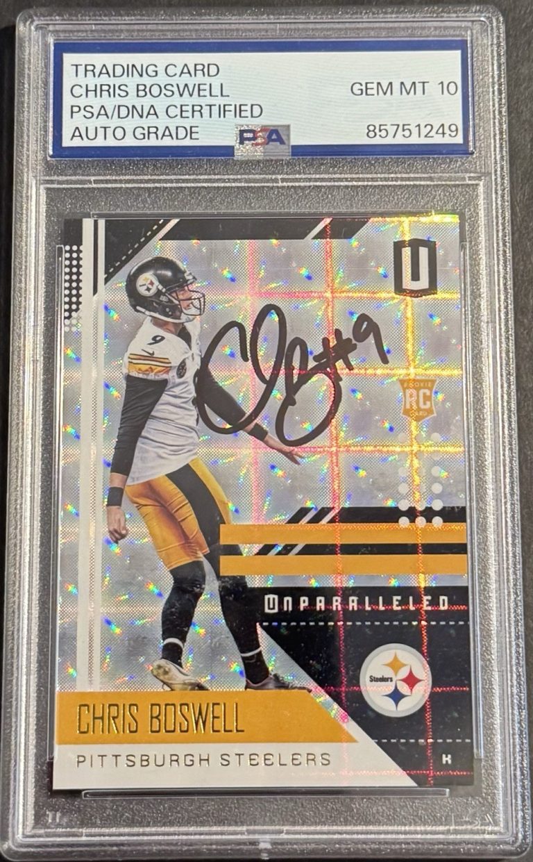 Chris Boswell Signed 2018 Unparalleled Rookie Card PSA/DNA Slabbed #/d 150 Made