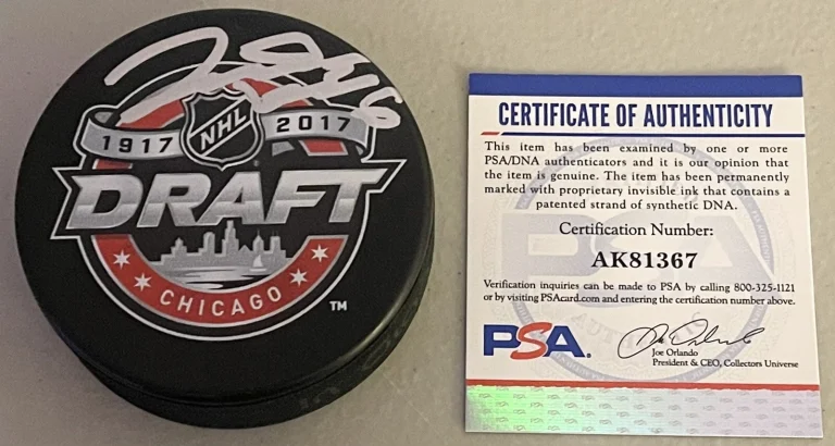 Juuso Valimaki Signed Autographed 2017 NHL Draft Puck Calgary Flames PSA/DNA