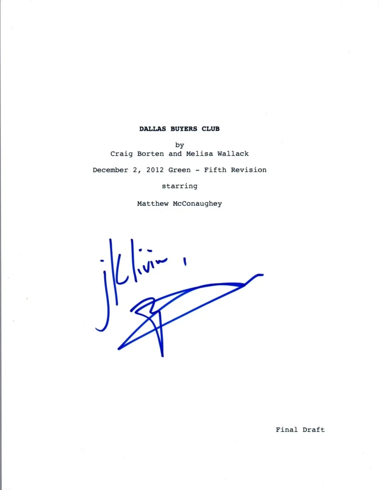 Matthew McConaughey Signed Autographed DALLAS BUYERS CLUB Movie Script COA VD