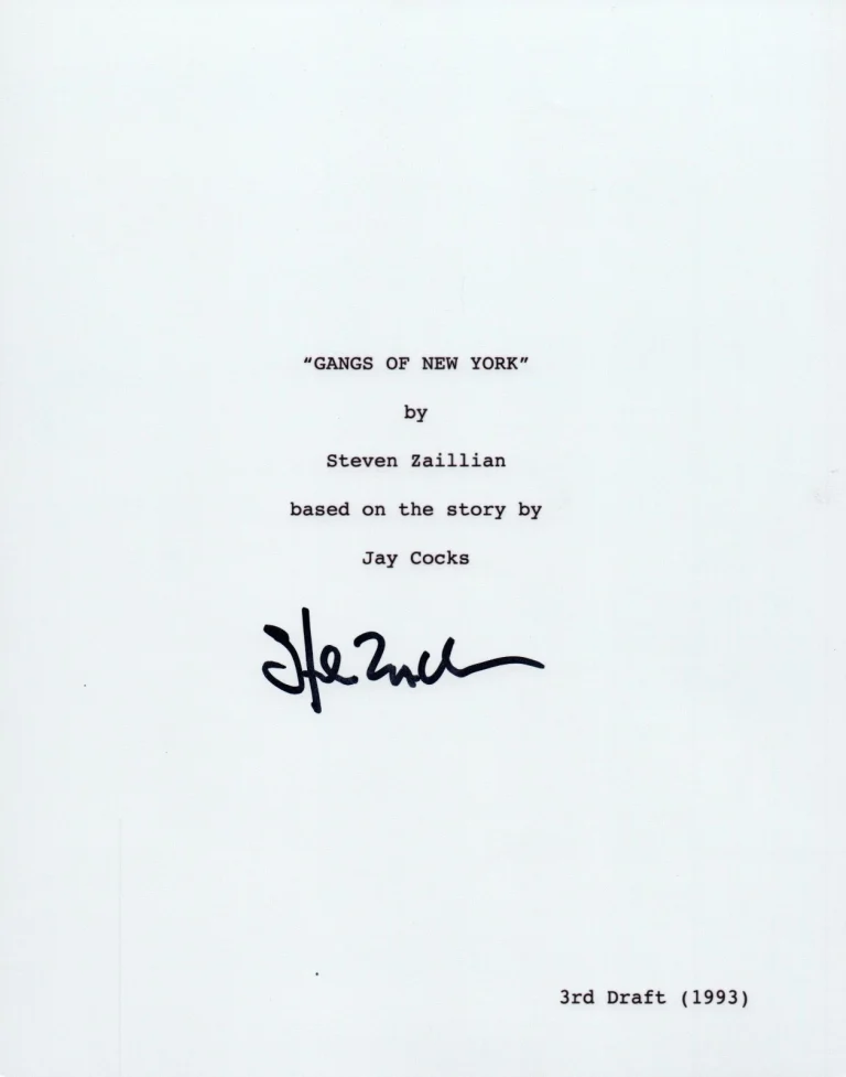 Steven Zaillian Signed Autographed GANGS OF NEW YORK Movie Script COA VD