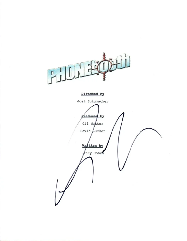 Colin Farrell Signed Autographed PHONEBOOTH Full Movie Script COA VD