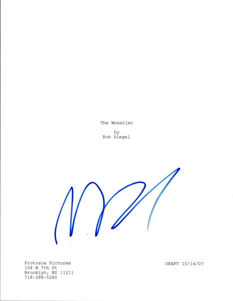 Mickey Rourke Signed Autographed THE WRESTLER Full Movie Script COA VD