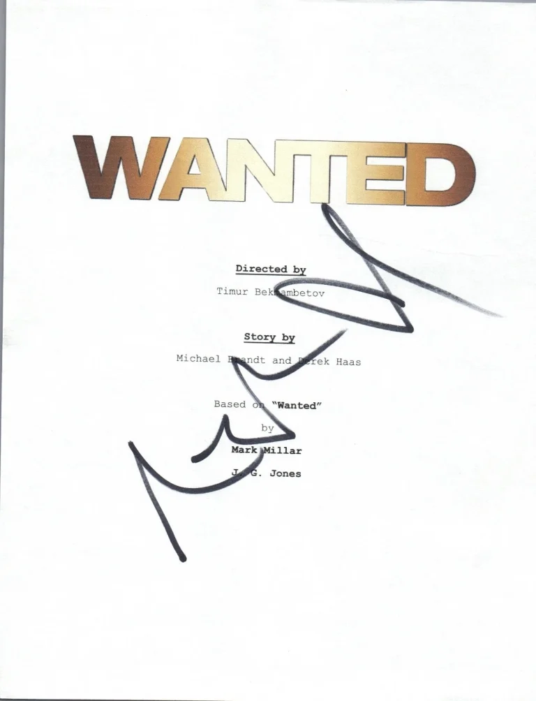 Angelina Jolie Signed Autographed WANTED Full Movie Script COA VD