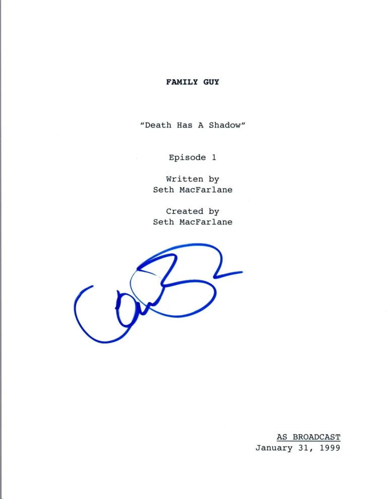 Alex Bornstein Signed Autographed FAMILY GUY Pilot Episode Script COA VD