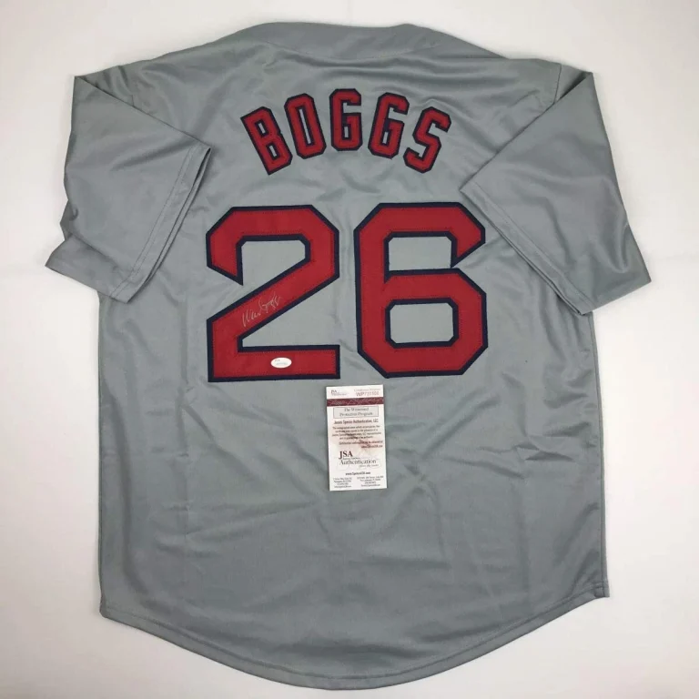Autographed/Signed WADE BOGGS Boston Grey Baseball Jersey JSA COA Auto