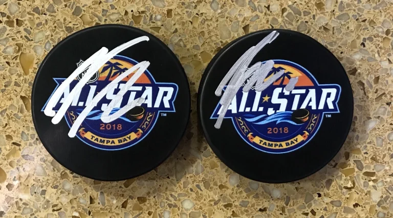 Noah Hanifin Signed Autographed 2018 All Star Game Puck Tampa Hurricanes PSA/DNA