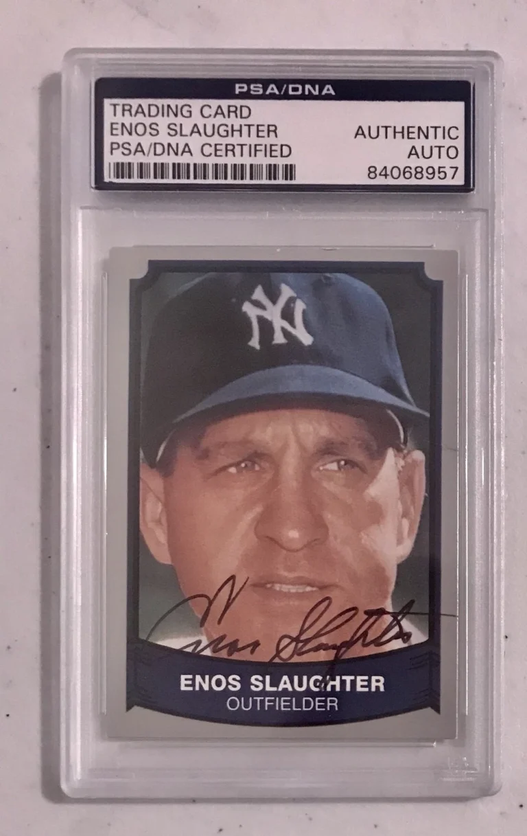 Enos Slaughter Aigned Autographed Slabbed Psa/Dna New York Yankees Card Rare HOF