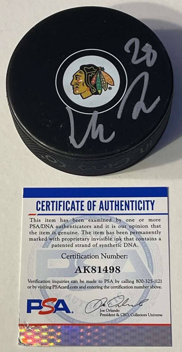 Henri Jokiharju Signed Autographed Chicago Blackhawks Logo Puck PSA/DNA