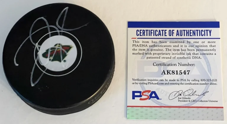 Devan Dubnyk Signed Autographed Minnesota Wild Logo Puck Stanley Cup PSA/DNA