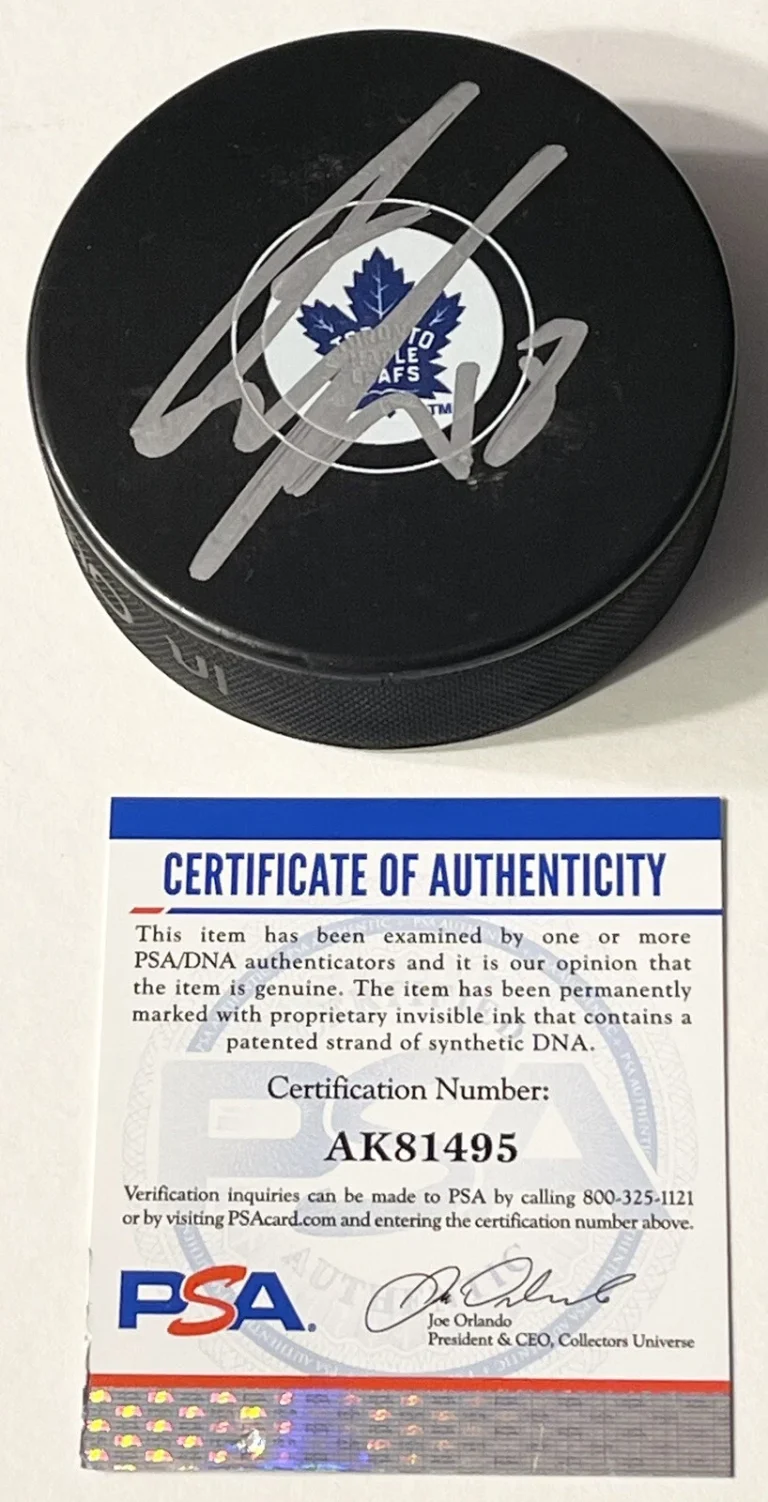 Andreas Johnsson Signed Autographed Toronto Maple Leafs Logo Puck PSA/DNA